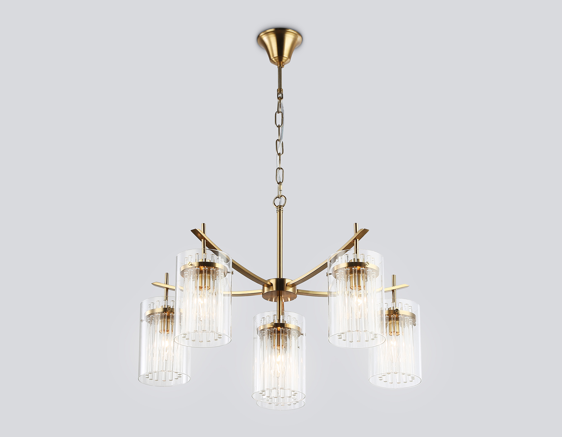 Подвесная люстра LH56031/5+1 BS/CL латунь/прозрачный E14*6 max 40W D680*1200 Ambrella Light 11