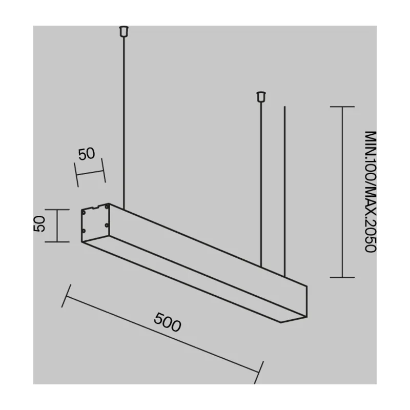 Линейный светильник подвесной 4000K 50x50 10 Вт (Черный, 500 мм) LL312026 Maytoni 7