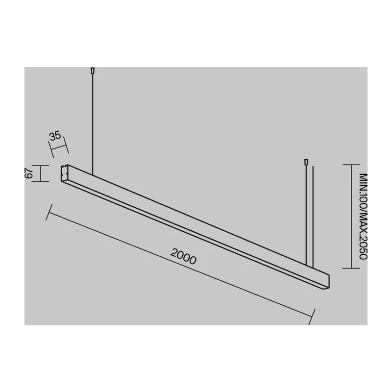 Линейный светильник подвесной 4000K 35x67 40 Вт (Черный, 2 м) LL312048 Maytoni 6