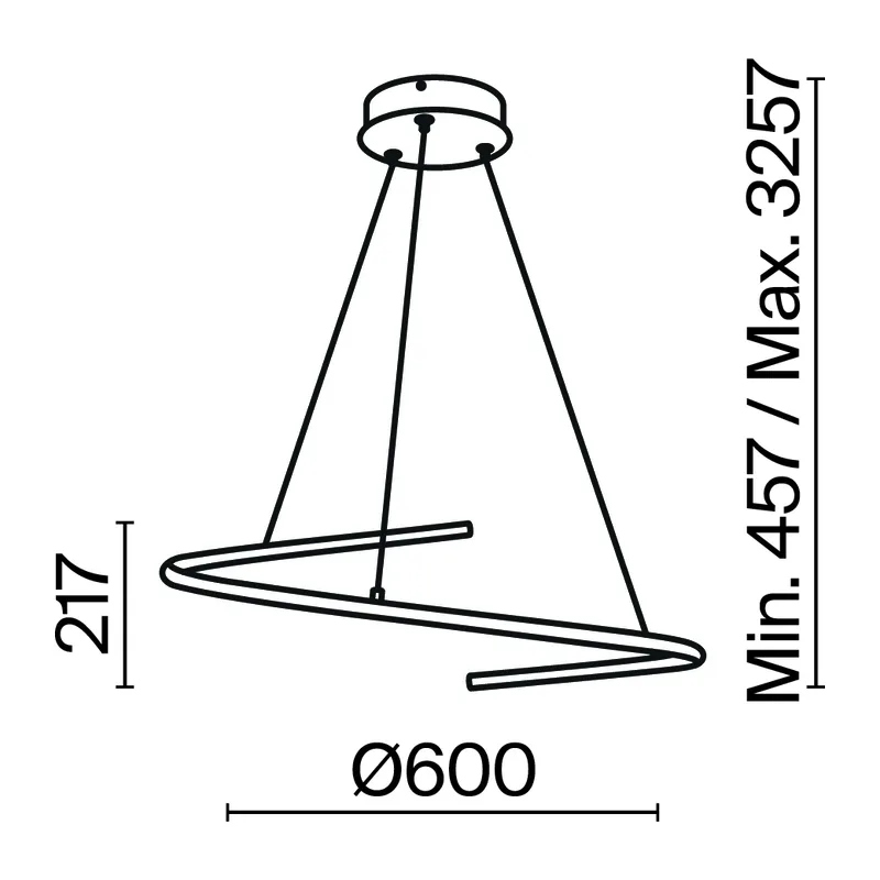 Подвесной светильник Изгиб / Curve 3000-4000К 31Вт Maytoni MOD242PL-L33BK 8