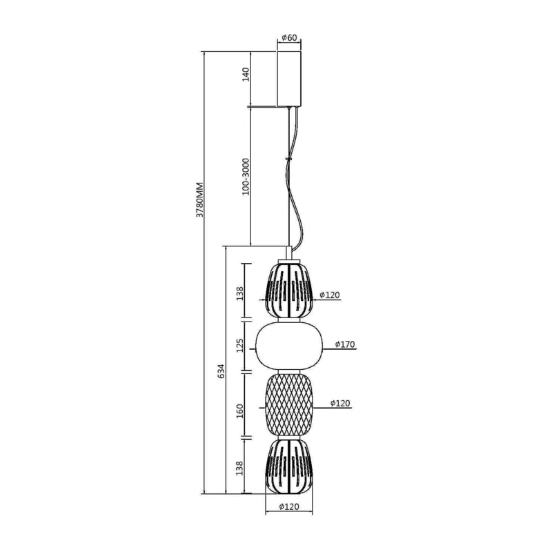Подвесной светильник Паттерн / Pattern 3000К 32Вт Maytoni MOD267PL-L32G3K 4