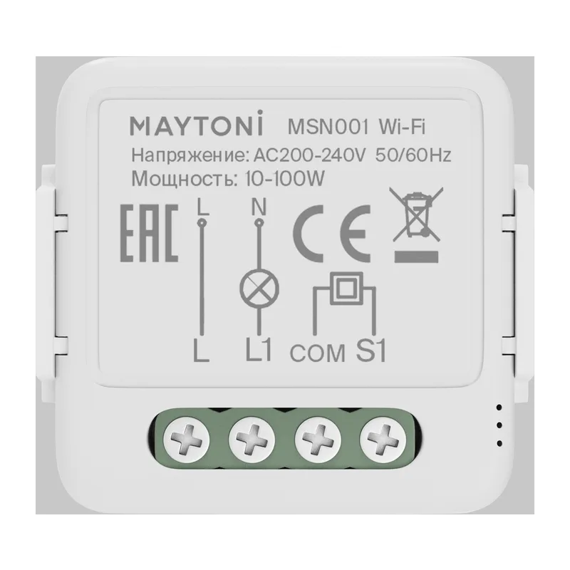 Wi-Fi выключатель одноканальный (без нуля) 100Вт Maytoni MSN001 4