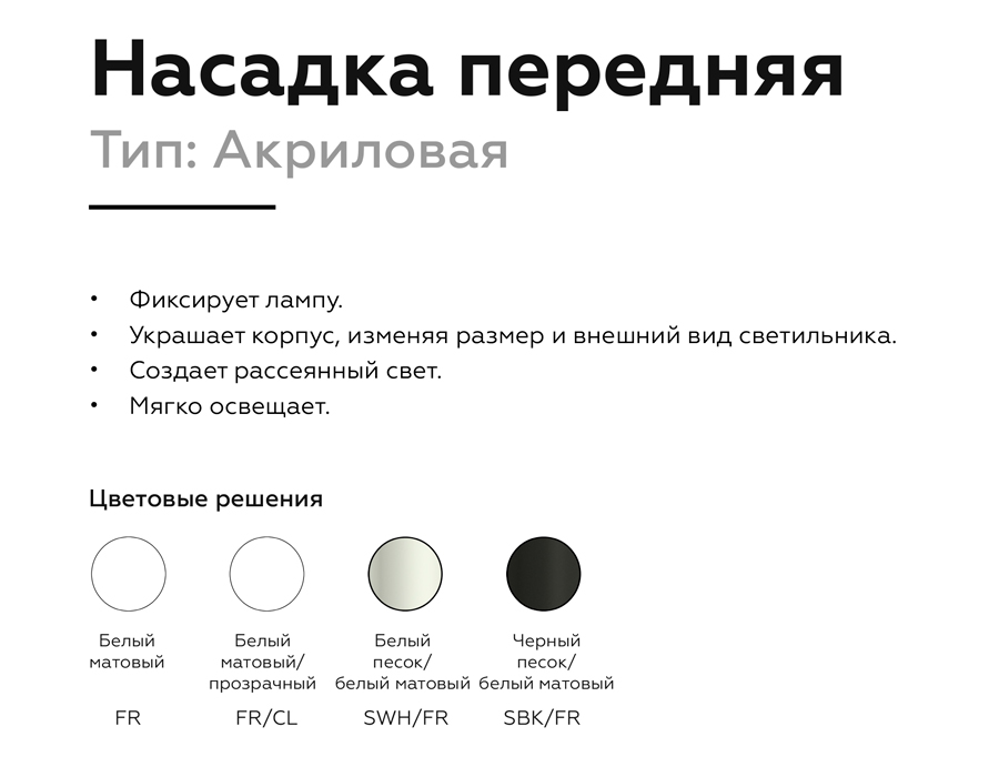 Насадка передняя для корпуса светильника с диаметром отверстия D60mm N6229 SBK/FR черный песок/белый матовый D60*H40mm Out25mm MR16 Ambrella Light 21