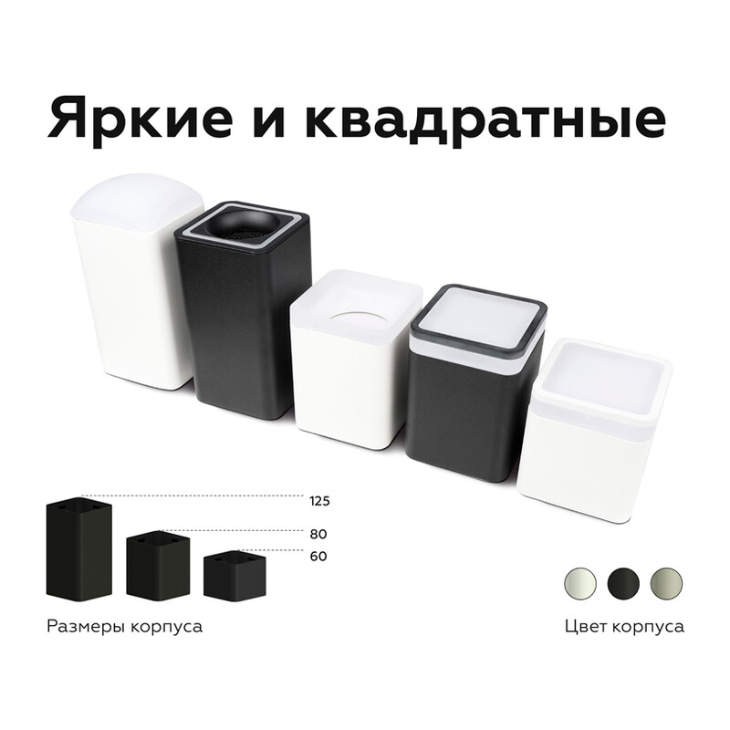 Насадка передняя для корпуса светильника с размером отверстия 70*70mm N7751 SBK/FR черный песок/белый матовый 70*70*H40mm Out15mm MR16 Ambrella Light 11