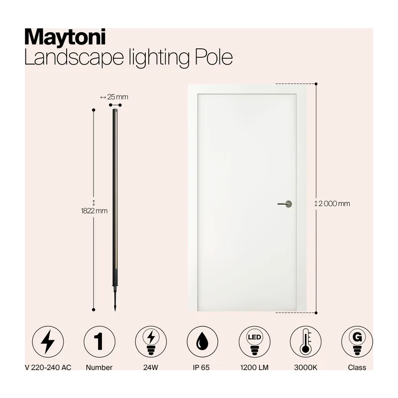 Ландшафтный светильник Опора / Pole 3000K 24Вт IP 65 Maytoni O440FL-L24GF3K 9