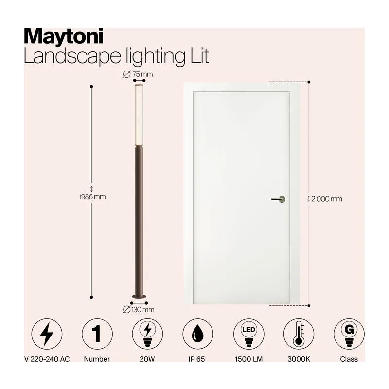 Ландшафтный светильник Свет / Lit 3000K 20Вт IP 65 Maytoni O593FL-L20BR3K 8