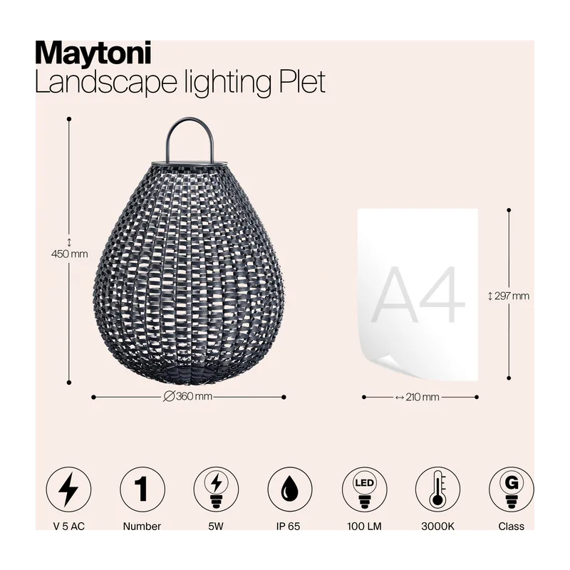 Ландшафтный светильник Плет / Plet 3000K 5Вт IP 65 Maytoni OSL599FL-L5B3K 10