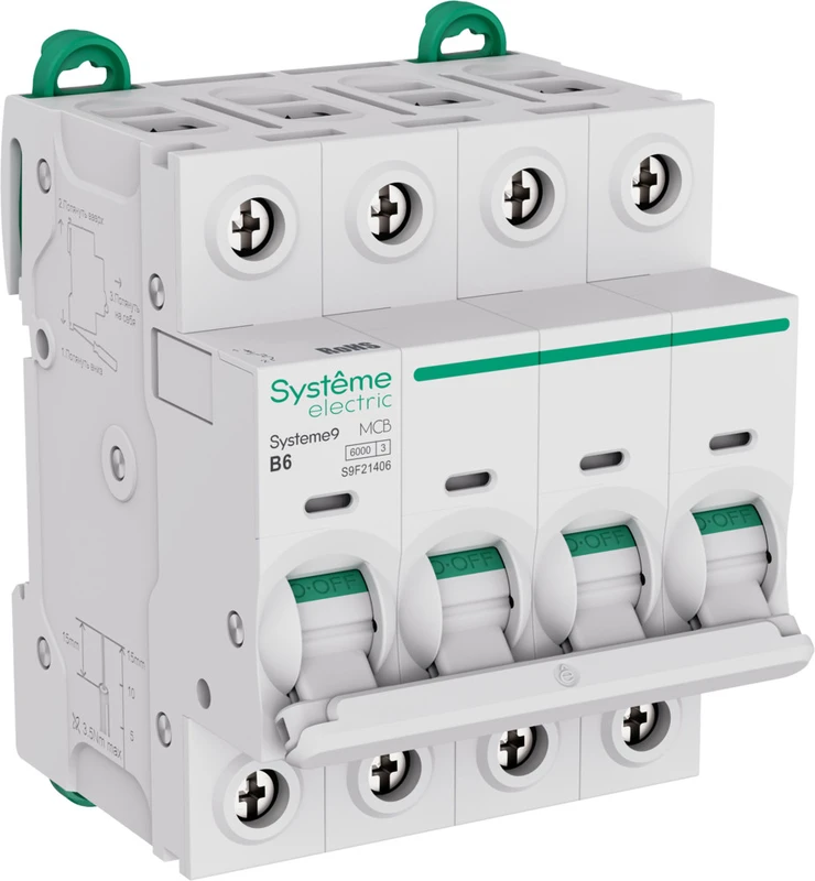 Systeme9 Автоматический выключатель (АВ) B 6A 4P 6kA 400В 2
