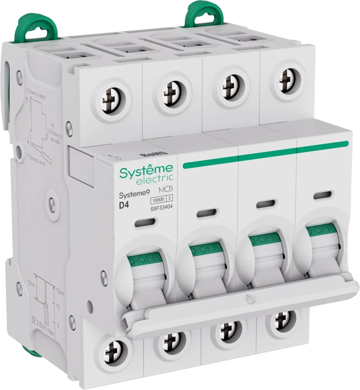Systeme9 Автоматический выключатель (АВ) D 4A 4P 10kA 400В 2