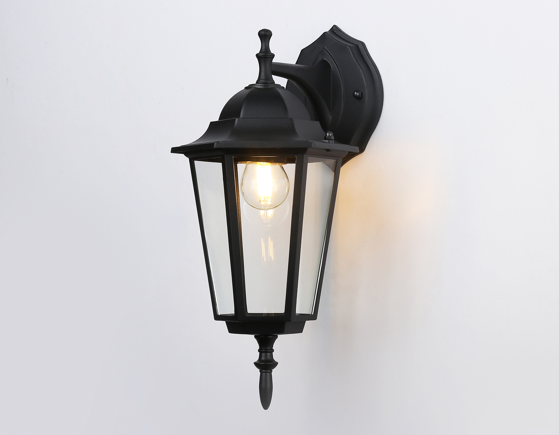 Уличный настенный светильник ST2018 BK/CL черный/прозрачный IP54 E27 max 40W 360*150*210 Ambrella Light 9