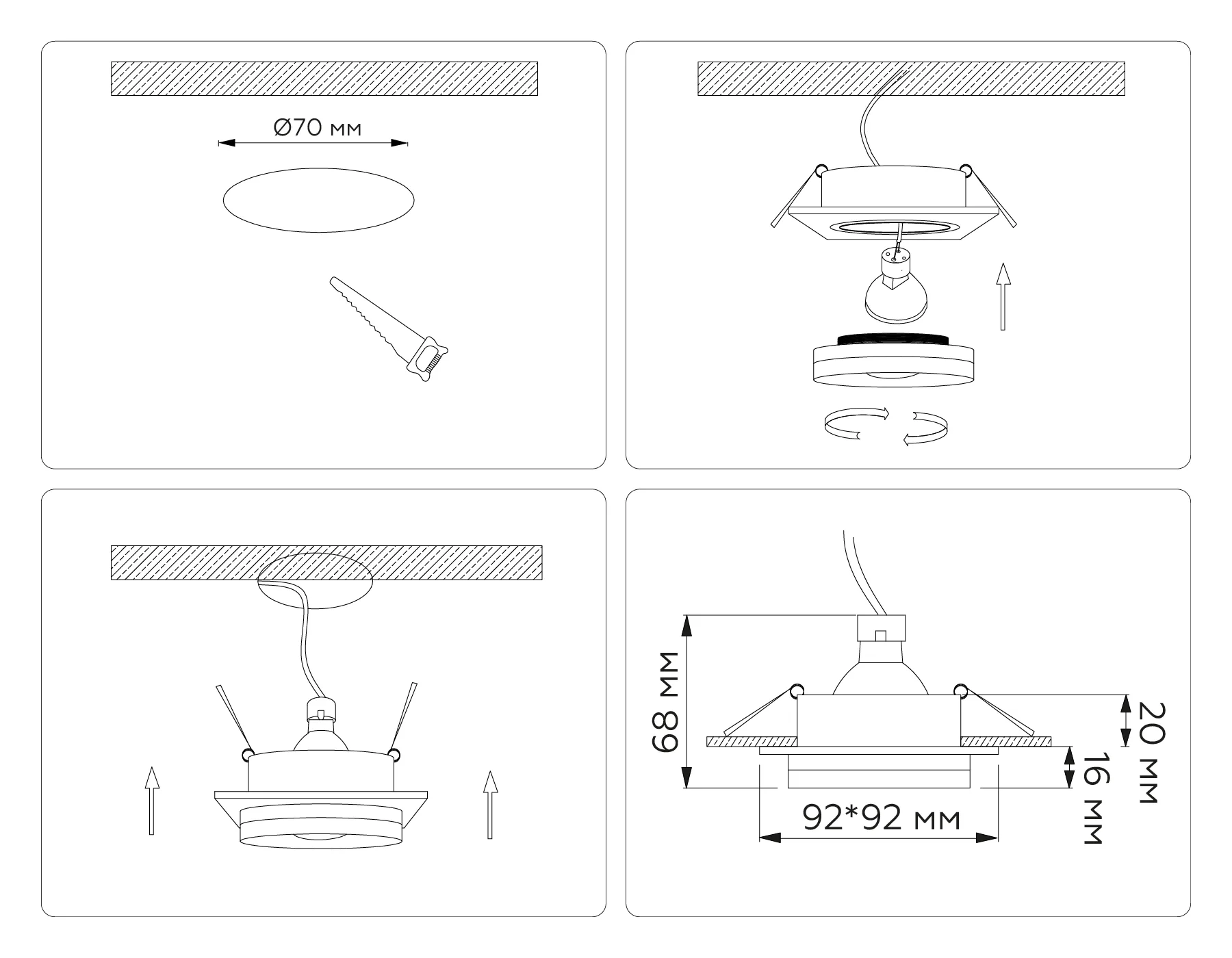 Встраиваемый точечный светильник MR16 1*GU5.3 TN30710 BK черный GU5.3 92*92*36 Ambrella Light 7