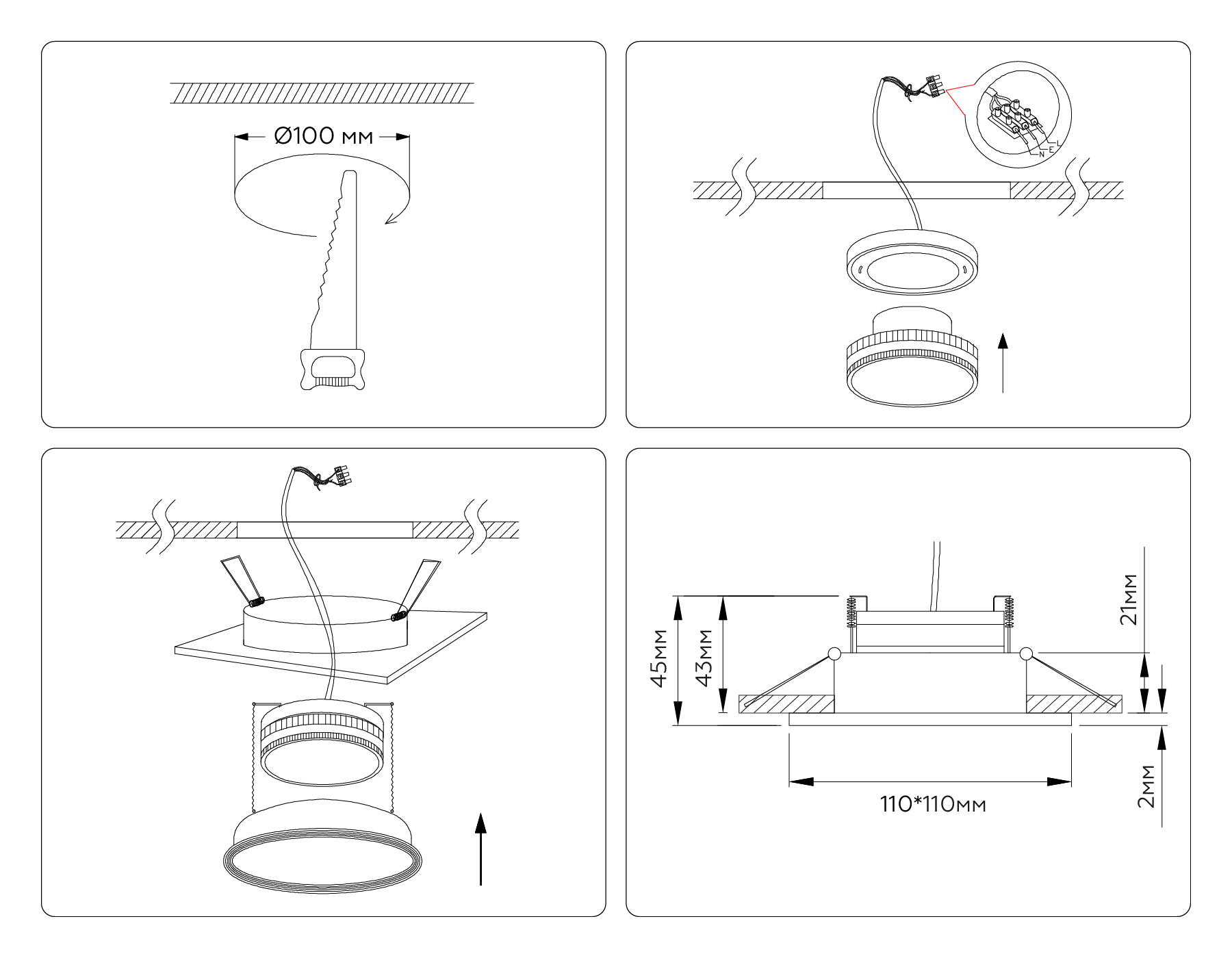 Встраиваемый точечный светильник GX53 TN51804 BK черный GX53 max 15W 110*110*23 Ambrella Light 14