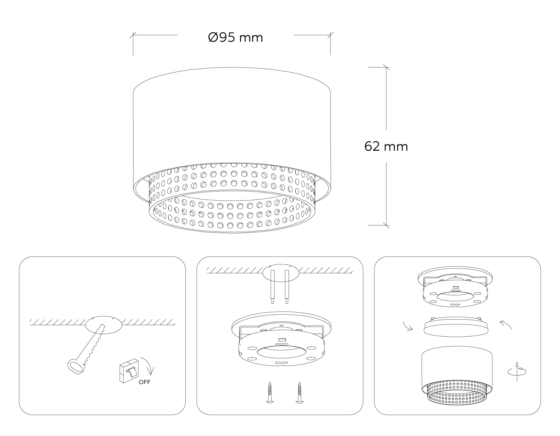 Накладной точечный светильник GX53 TN71275 BK/GD черный/золото GX53 max 12W D95*62 Ambrella Light 10