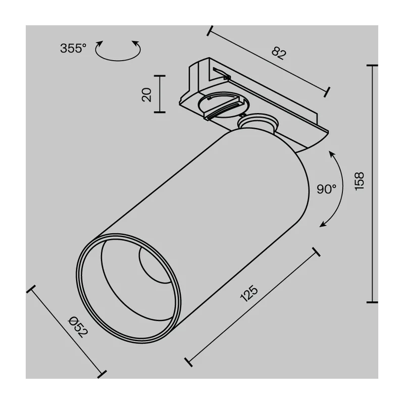 Трековый светильник Фокус / Focus LED Unity 4000K 12Вт 50° Maytoni TR021-1-12W4K-W-BBS 15