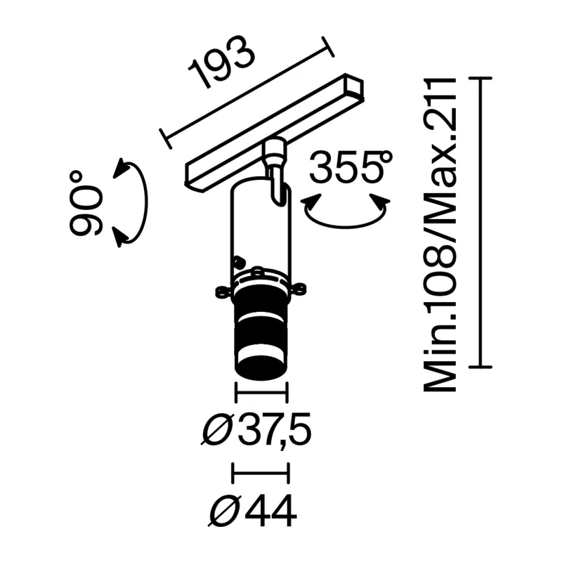 Трековый светильник Гала / Gala Exility 3000K 10Вт 20°-35° Maytoni TR108-2-10W3K-B 4