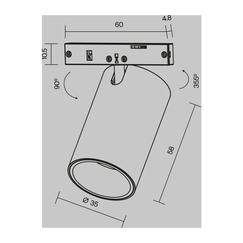 Трековый светильник Фокус / Focus Led Levity 3000К 5Вт 36° Maytoni TR187-1-5W3K-M-BBS 2