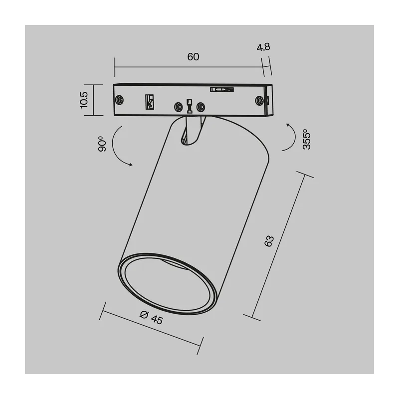Трековый светильник Фокус / Focus Led Levity 3000К 9Вт 36° Maytoni TR187-1-9W3K-M-BW 11