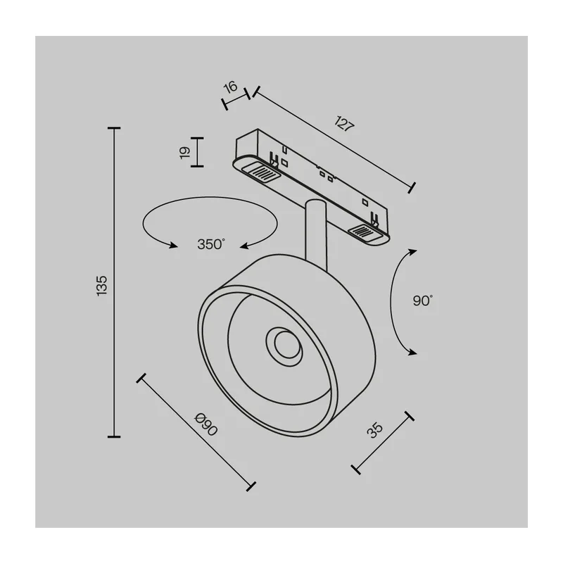 Трековый светильник Линза / Lens Exility 4000K 15Вт 70° Maytoni TR217-2-15W4K-B 4