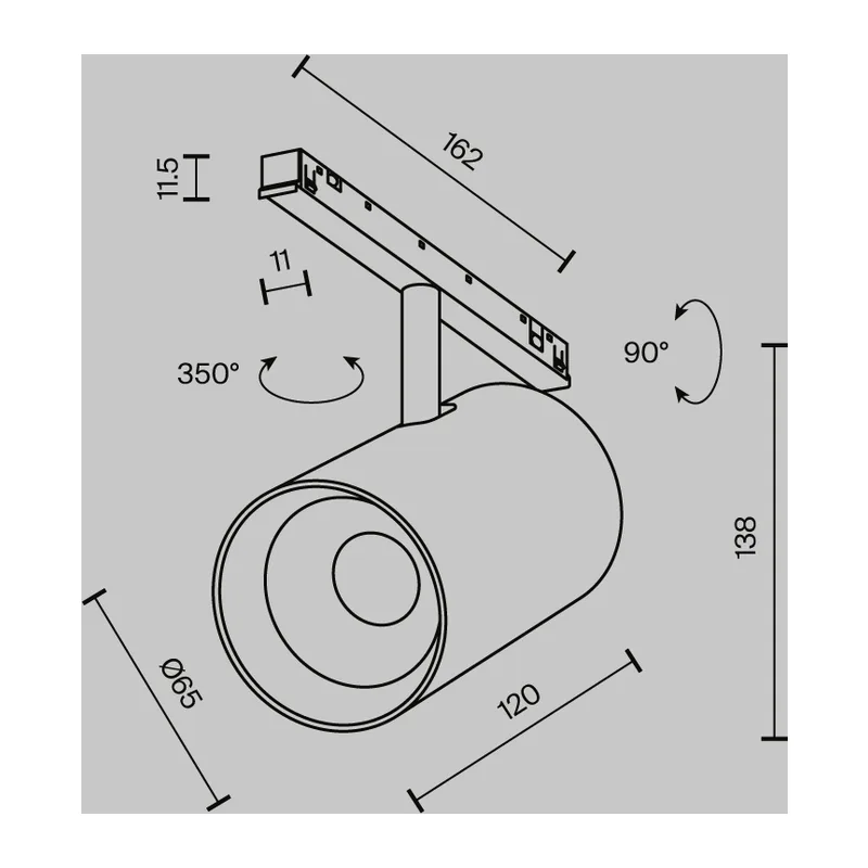 Трековый светильник Фокус / Focus Led Exility X 4000K 18Вт 36° Maytoni TR243-18W4K-B 11