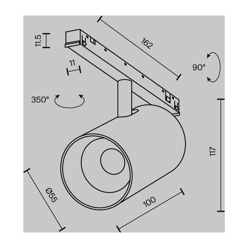 Трековый светильник Фокус / Focus Led Exility X 2700-6000K 12Вт 36° Dim Dali2 Maytoni TR243-4-12WTW-DD2-B 12