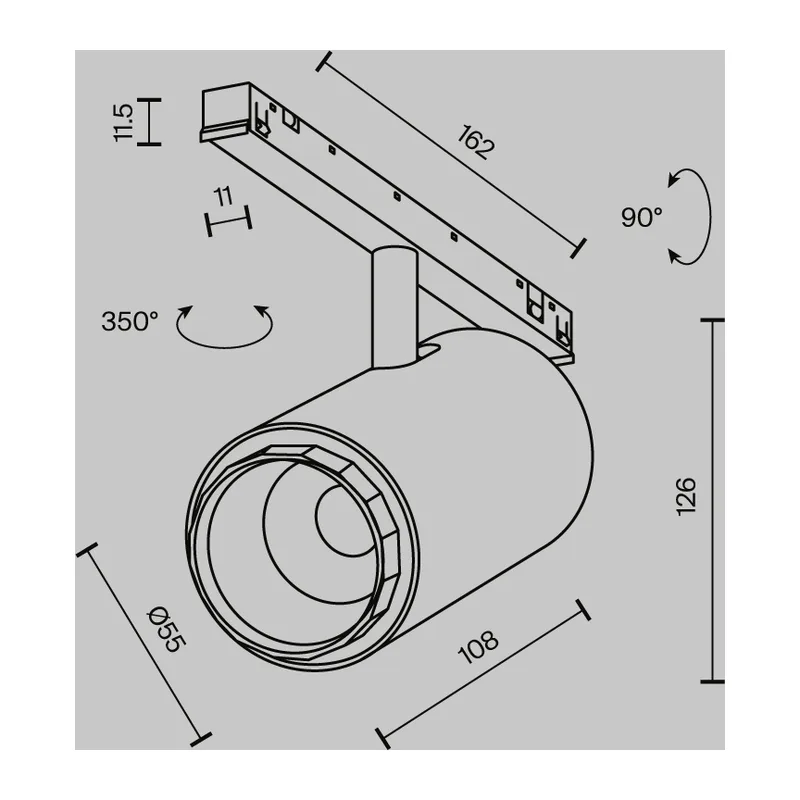 Трековый светильник Фокус Зум / Focus Zoom Exility X 2700-6000K 12Вт 10-45° Dim Dali2 Maytoni TR244-4-12WTW-DD2-B 10