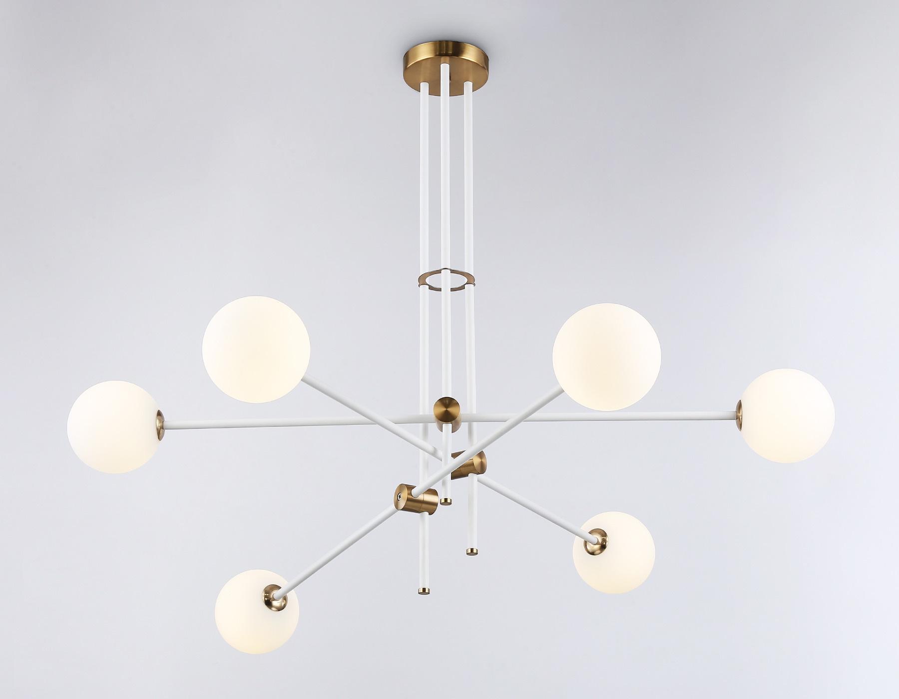 Подвесной светильник TR2521/6 WH/BS белый/латунь G9/6 max 10W D970*750 Ambrella Light 10