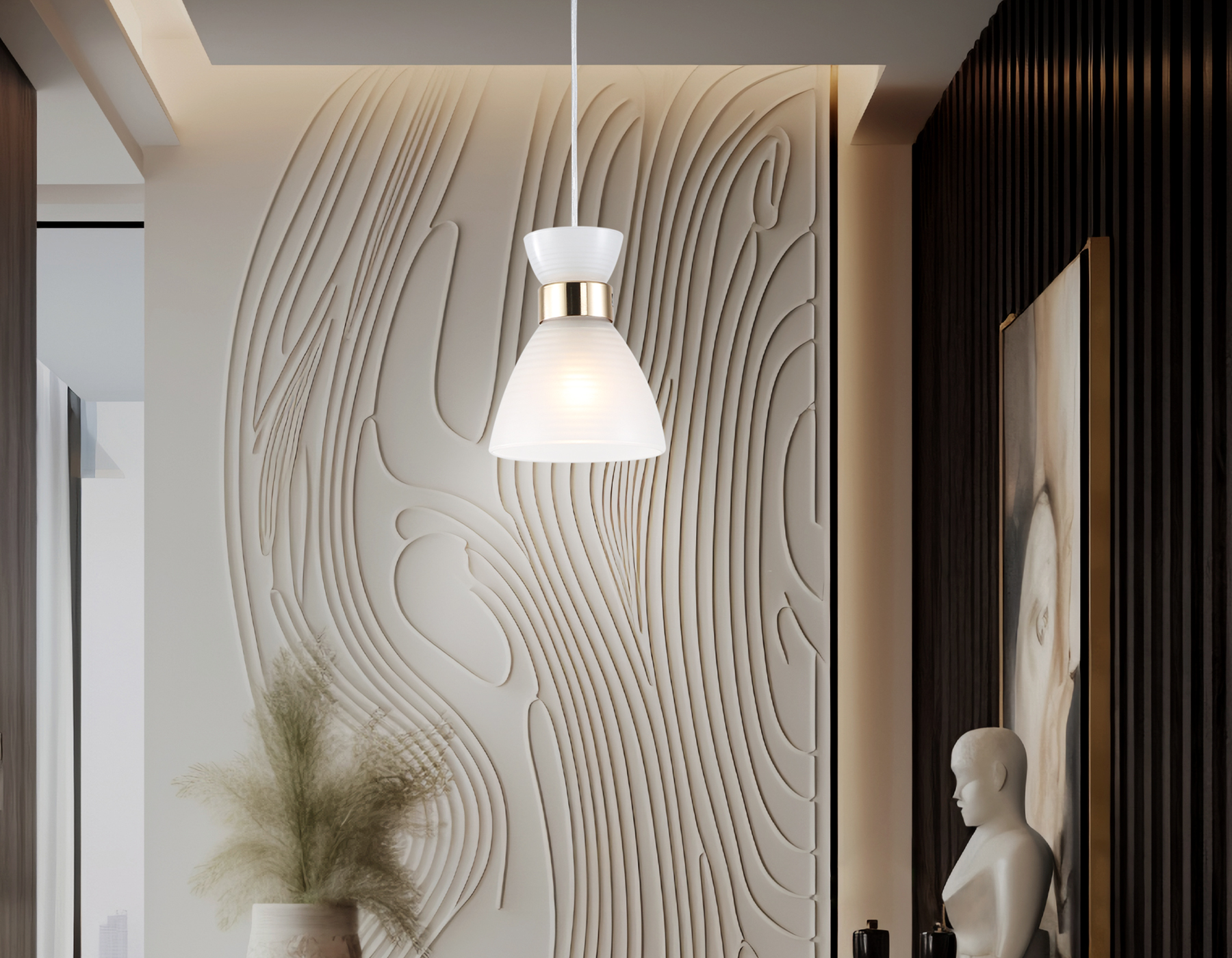 Светильник подвесной со стеклянным плафоном TR3401 FGD золото E27 max 60W D135*1000 Ambrella Light 13