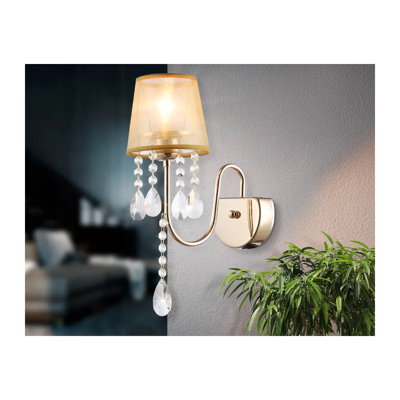 Настенный светильник с абажуром и хрусталем TR4596 GD золото E14 max 40W 460*140*250 Ambrella Light 9