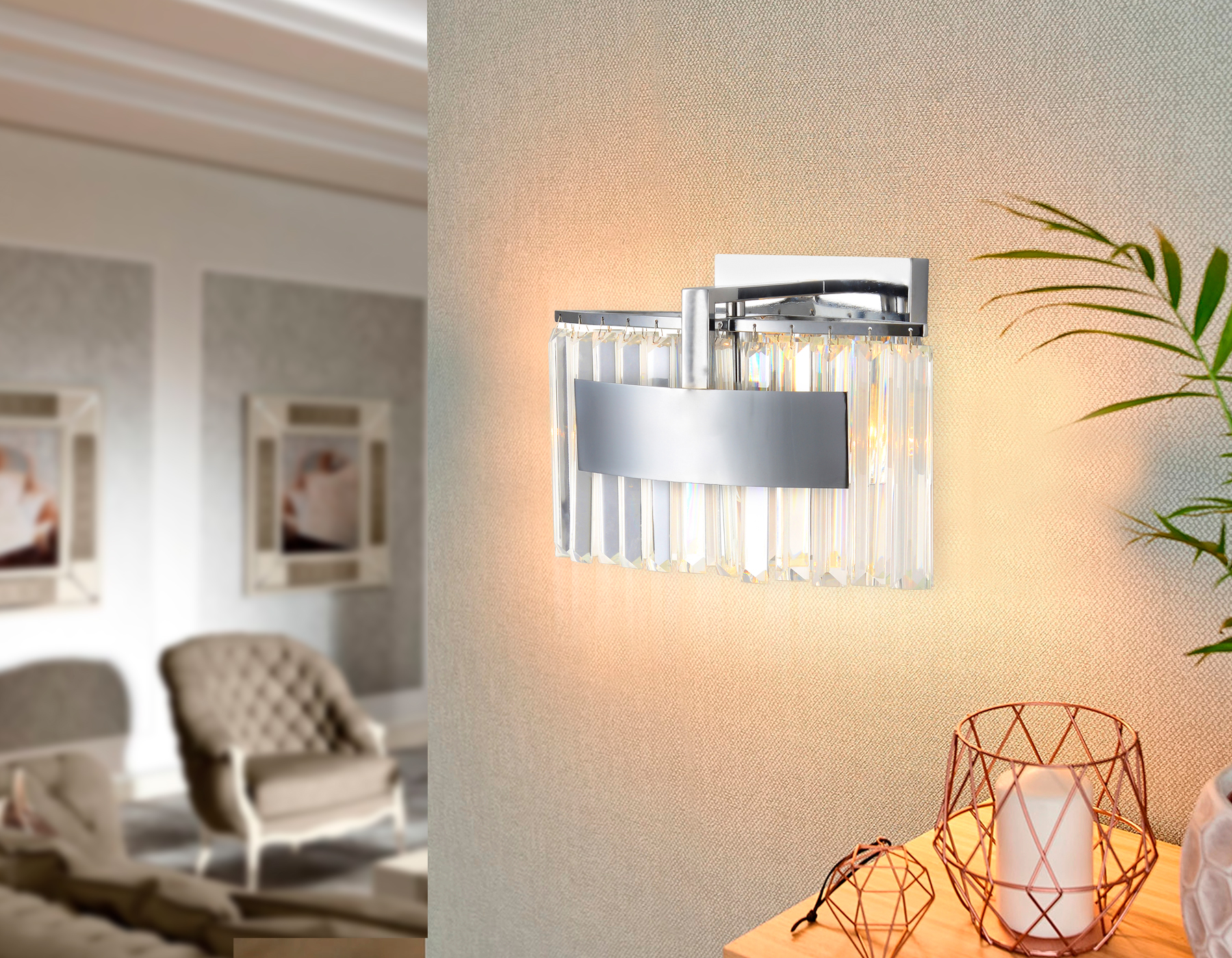 Настенный светильник с хрусталем TR5094 CH/CL хром/прозрачный E14 max 40W 348*200*234 Ambrella Light 6