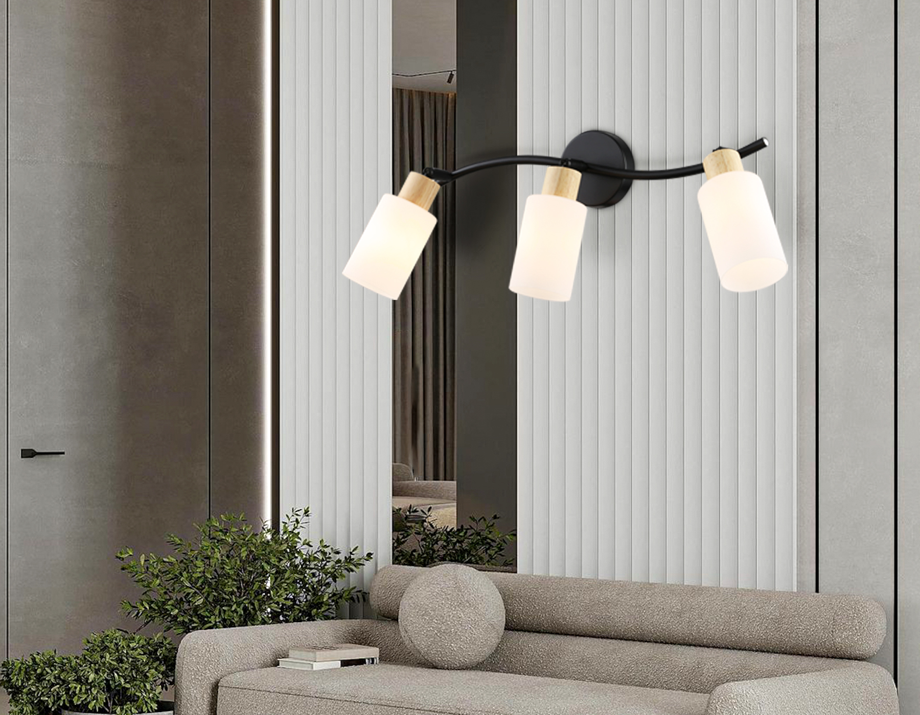 Настенно-потолочный спот в стиле лофт TR8722/3 BK/WD черный/дерево E14/3 max 60W 580*100*210 Ambrella Light 11