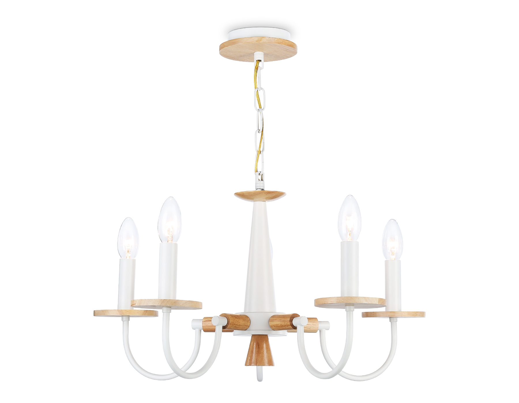 Подвесная люстра TR9592/5 WH/LW белый/светлое дерево E14/5 max 40W D555*660 Ambrella Light 3