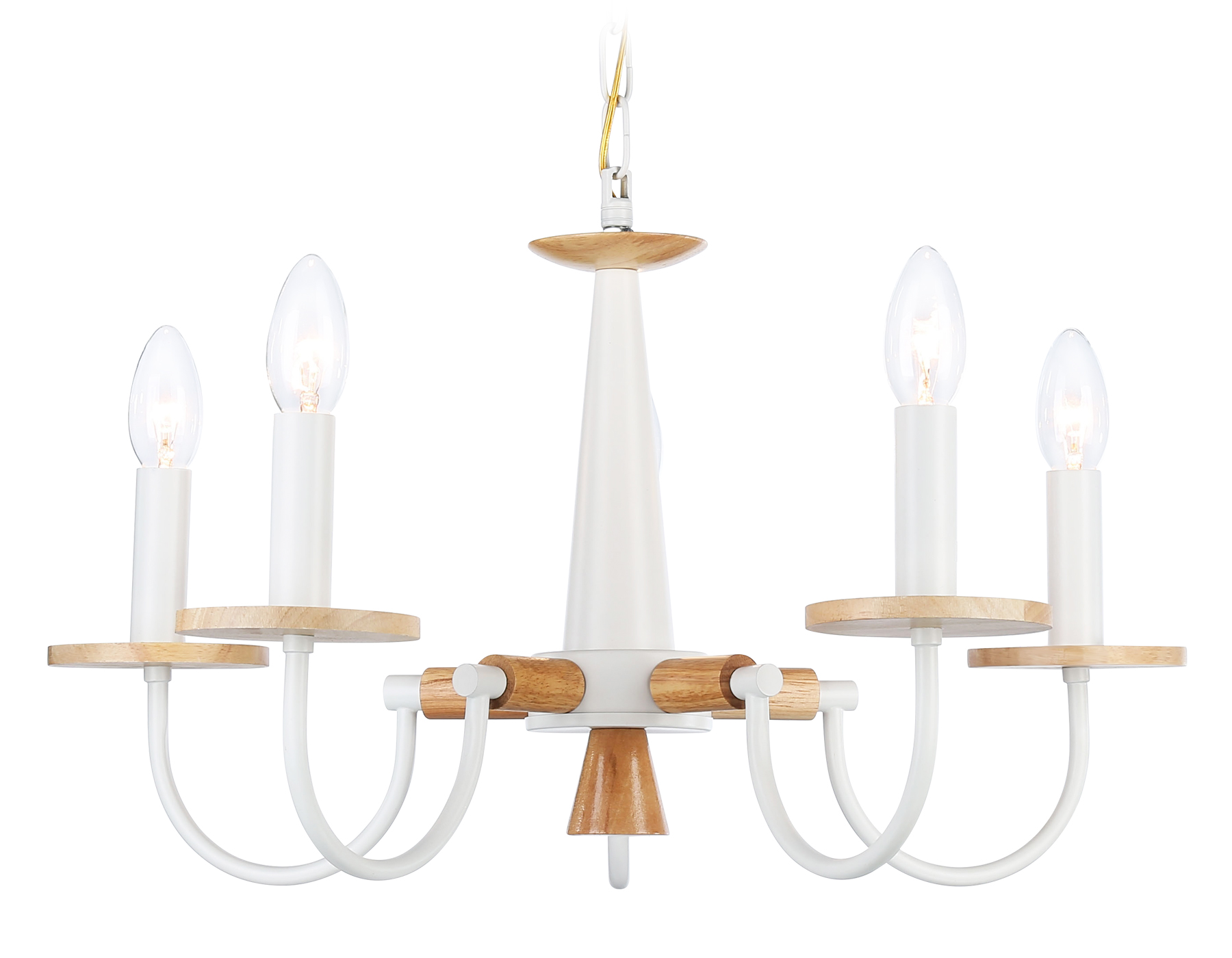 Подвесная люстра TR9592/5 WH/LW белый/светлое дерево E14/5 max 40W D555*660 Ambrella Light 4