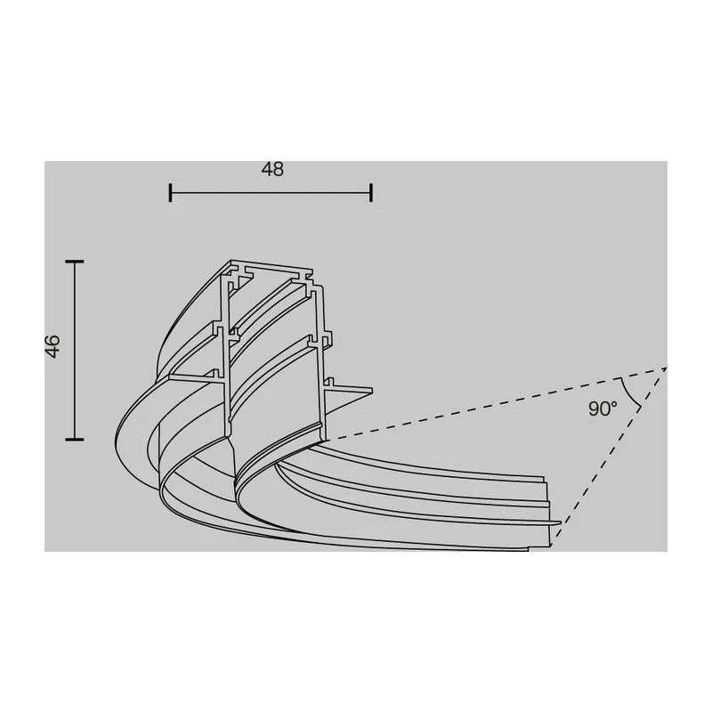 Коннектор радиусный R300 Exility встраиваемый под ГКЛ 12,5 мм, черный Maytoni TRA044-angle.12B 4