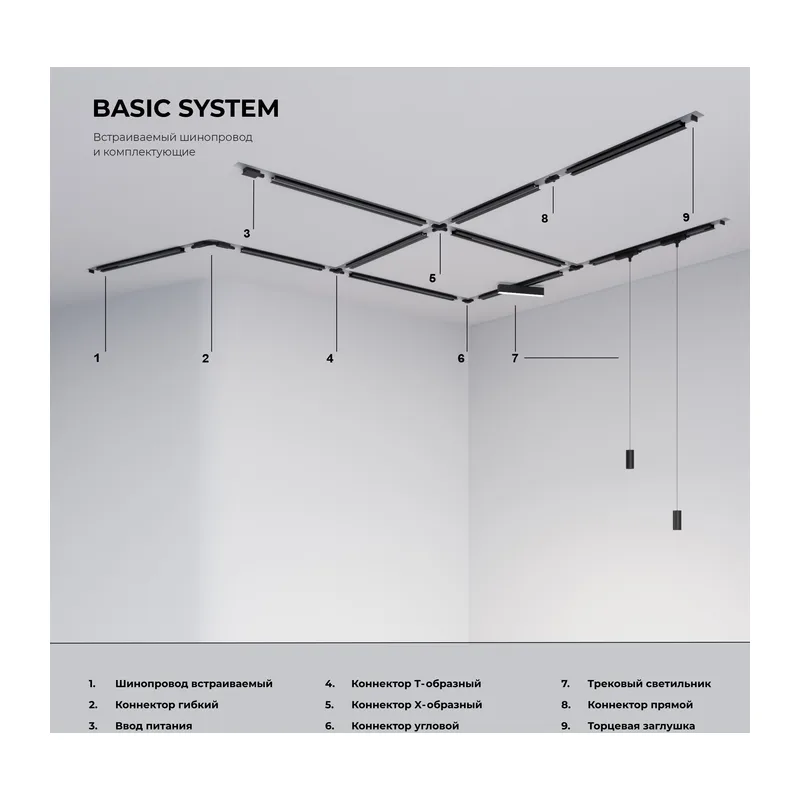 Коннектор прямой для однофазного встраиваемого шинопровода черный TRCM-1-I-BK Elektrostandard 3