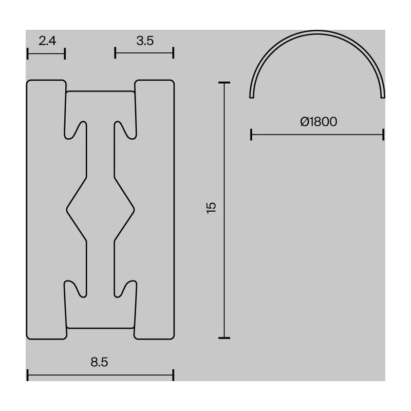 Шинопровод круглый из полукругов 1800мм Flarity черный Maytoni TRX154-2SR-D1800-B 2