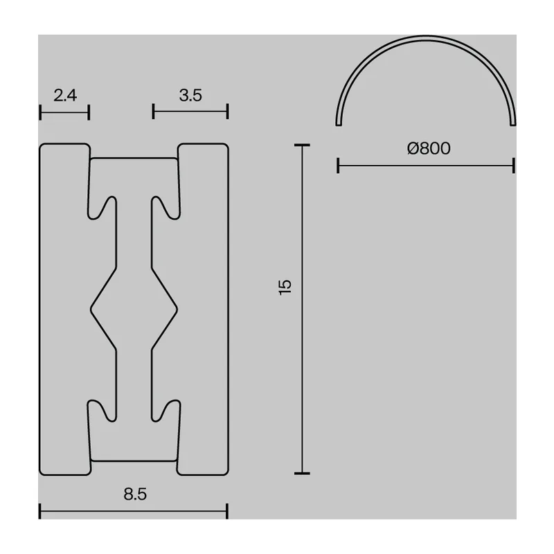 Шинопровод полукруг 800 мм Flarity платина Maytoni TRX154-SR-D800-PT 7