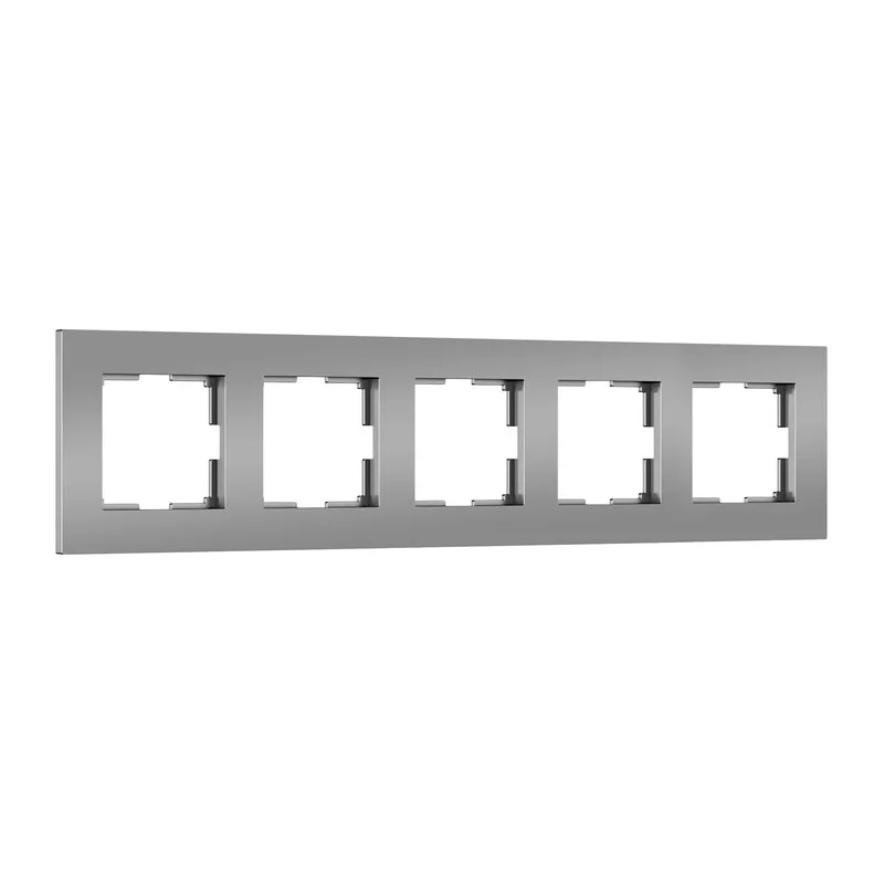 W0052965/ Рамка на 5 постов Slab (серебро софт) 4