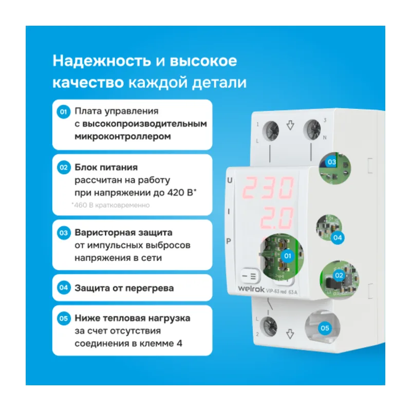 Многофункциональное реле Welrok VIP-63 red 5