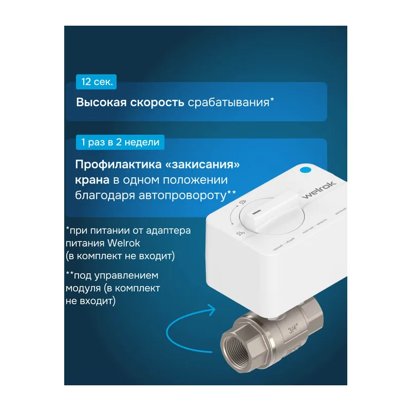 Шаровой кран с электроприводом Welrok sp нерж. DN20 (3/4") 5