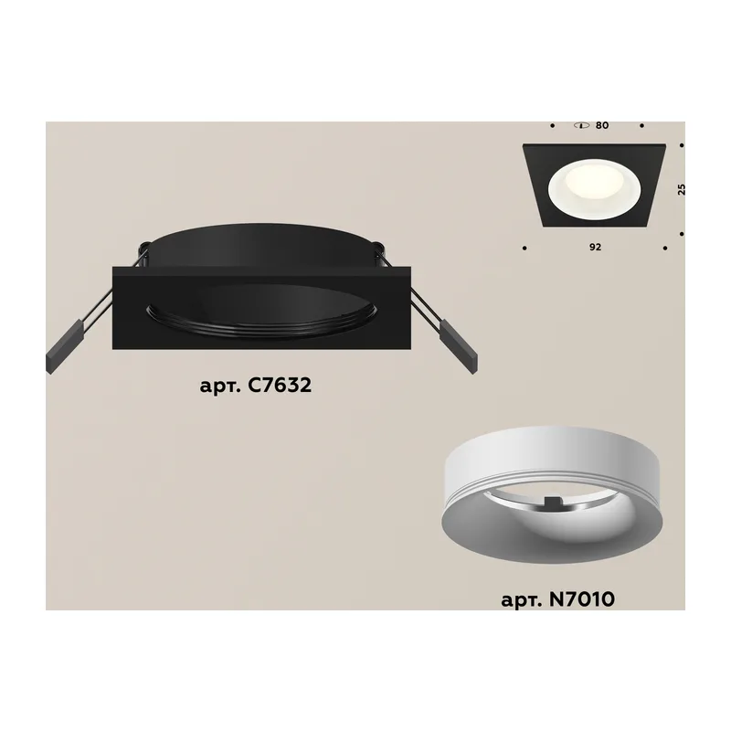 Встраиваемый точечный светильник MR16 1*GU5.3 (комплект) XC7632001 SBK/SWH черный песок/белый песок MR16 GU5.3 (C7632, N7010) Ambrella Light 2