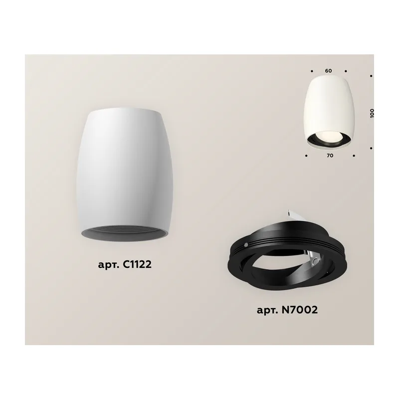 Накладной поворотный точечный светильник MR16 1*GU5.3 (комплект) XS1122002 SWH/PBK белый песок/черный полированный MR16 GU5.3 (C1122, N7002) Ambrella Light 2