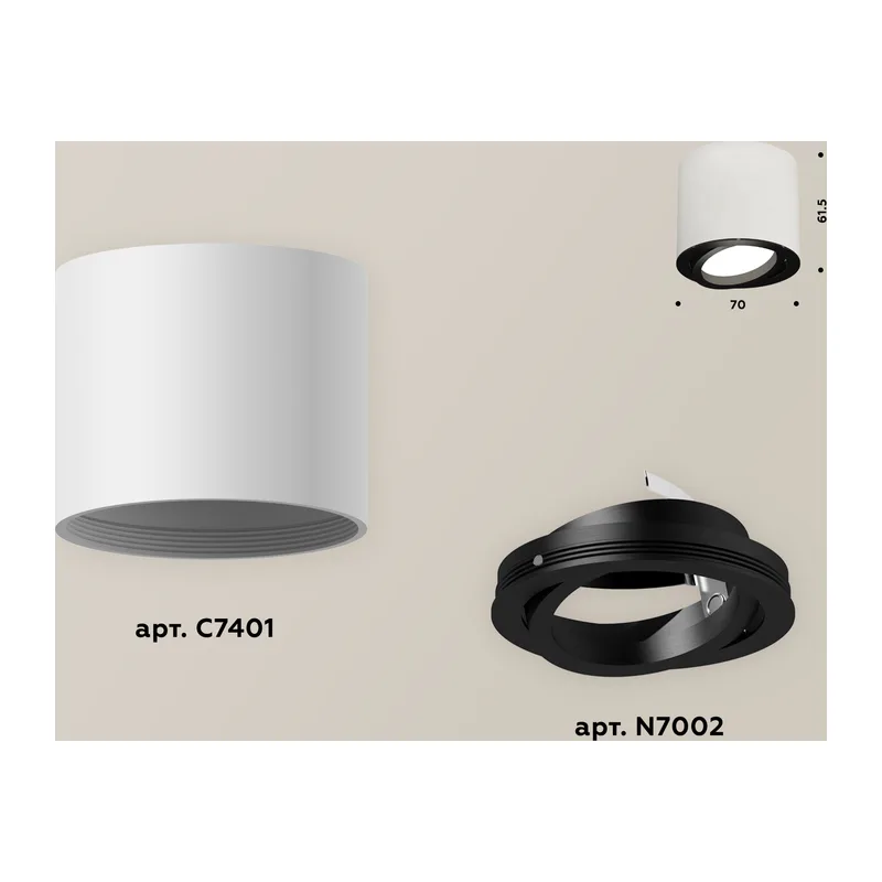 Накладной поворотный точечный светильник MR16 1*GU5.3 (комплект) XS7401002 SWH/PBK белый песок/черный полированный MR16 GU5.3 (C7401, N7002) Ambrella Light 4