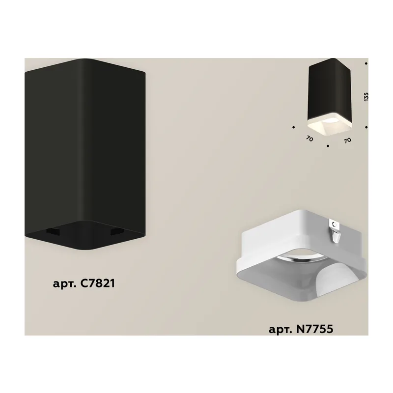 Накладной точечный светильник MR16 1*GU5.3 (комплект) XS7821021 SBK/FR черный песок/белый матовый MR16 GU5.3 (C7821, N7755) Ambrella Light 4