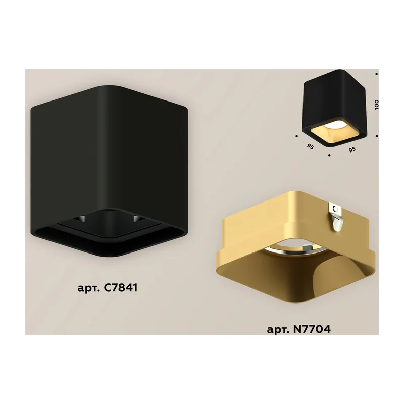 Накладной точечный светильник MR16 1*GU5.3 (комплект) XS7841004 SBK/SGD черный песок/золото песок MR16 GU5.3 (C7841, N7704) Ambrella Light 4