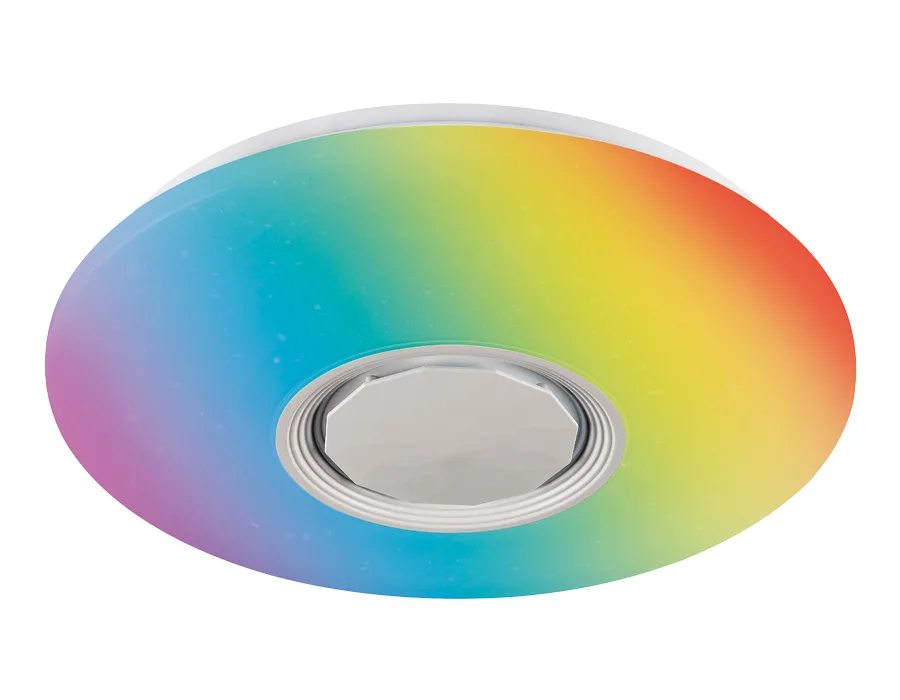 Музыкальный светодиодный светильник c подсветкой RGB FF201 WH/CH белый 72W D495*85 (ПДУ ИК) Ambrella Light