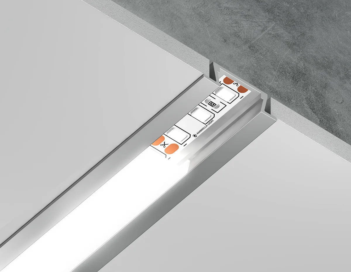Алюминиевый профиль встраиваемый 21.5*6.8 для светодиодной ленты до 11мм GP1001AL серебро 2000*21.5*6.8 Ambrella Light