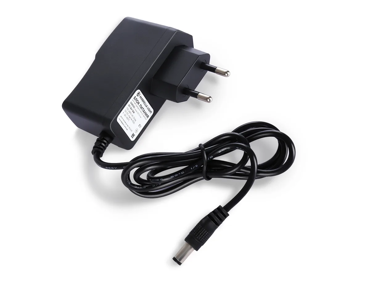 Блок питания (адаптер) для светодиодной ленты с вилкой 12V 12W 1A IP20 100-240V 75*27*68 GS8505 GS8505 блок питания 12V 12W 1A IP20 100-240V 75*27*68 Ambrella Light