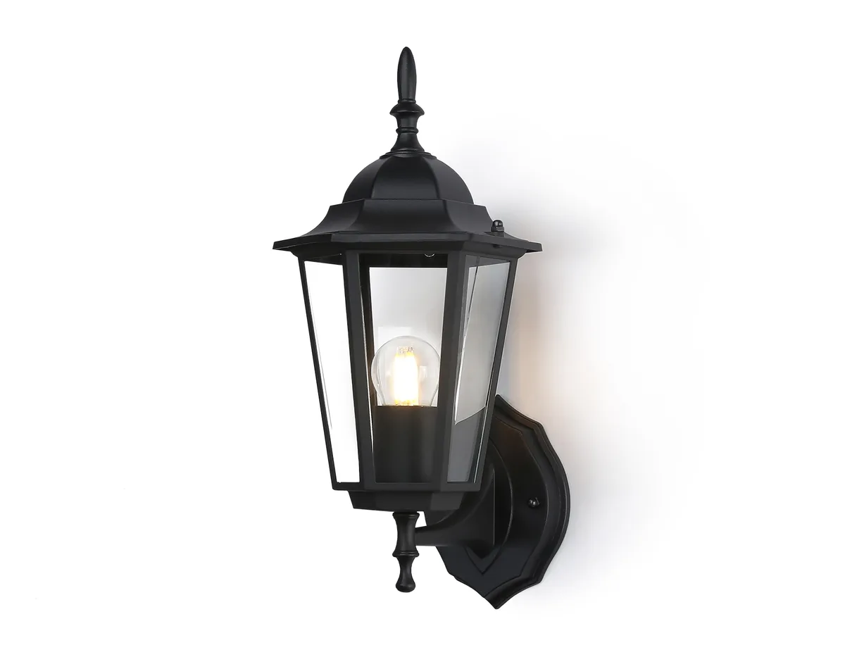 Уличный настенный светильник ST2010 BK/CL черный/прозрачный IP54 E27 max 40W 360*150*210 Ambrella Light