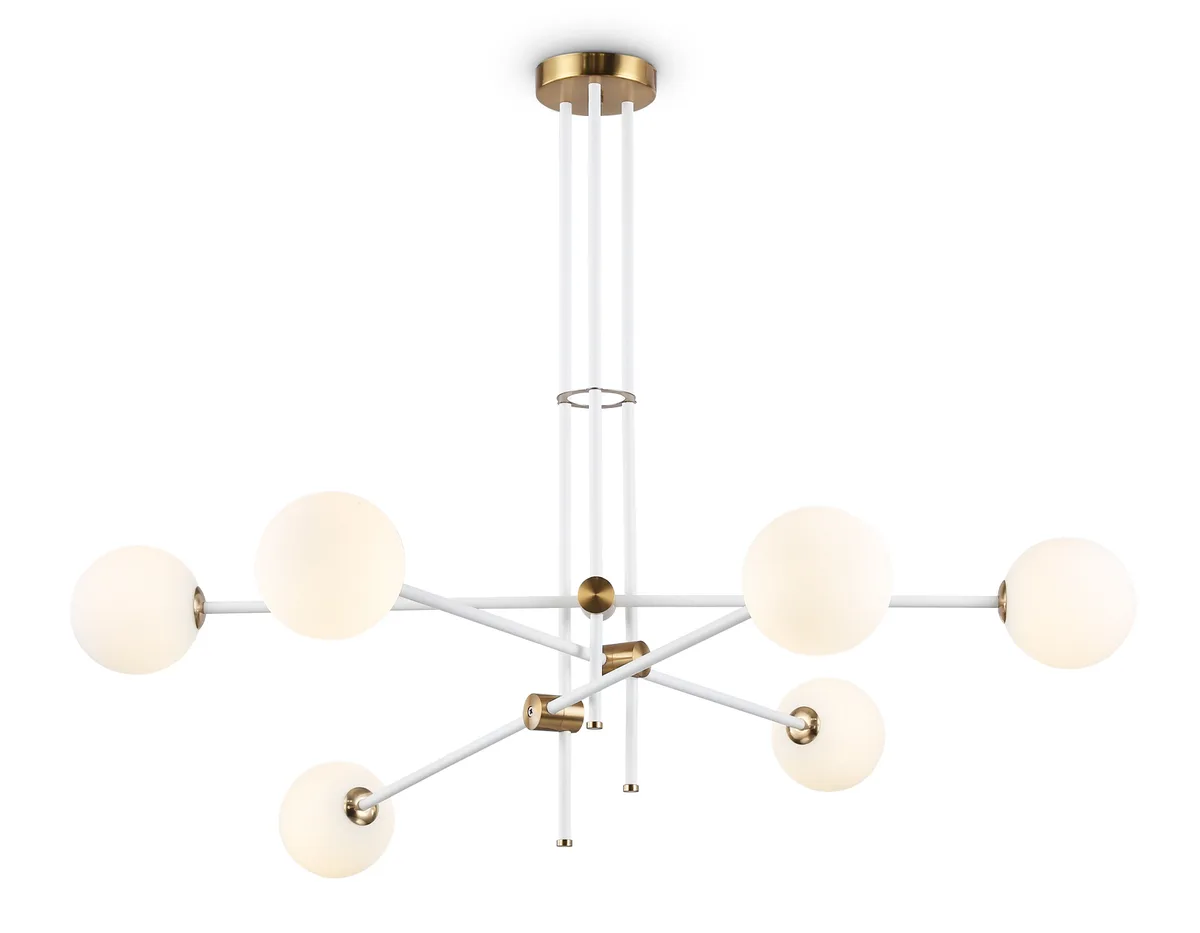 Подвесной светильник TR2521/6 WH/BS белый/латунь G9/6 max 10W D970*750 Ambrella Light