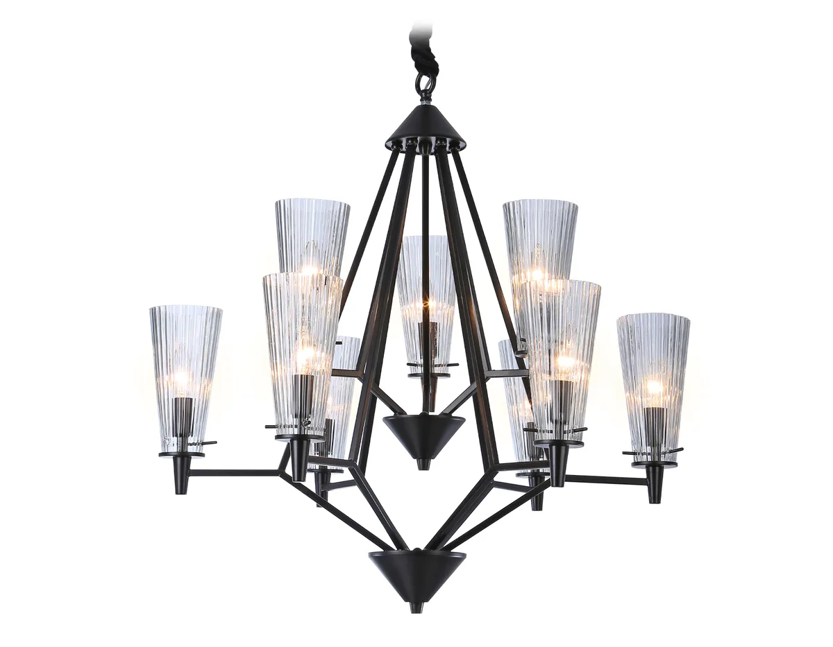 Подвесной светильник E14*9 TR3238/6+3 BK черный E14/9 max 40W D730*720 Ambrella Light